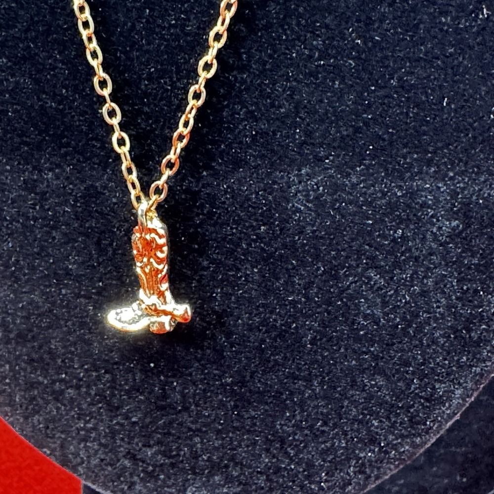Cowboy‎ Boot Necklace Gold Tone Adjustable